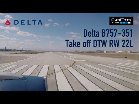 Delta B757-351 [N582NW] DL1424 Take off from DTW RW 22L - GoPro video