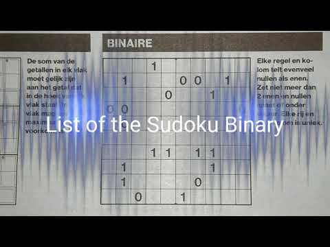 List of the Sudoku Binary puzzle