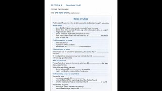 IELTS Listening Section-4(Noise in Cities) with answers