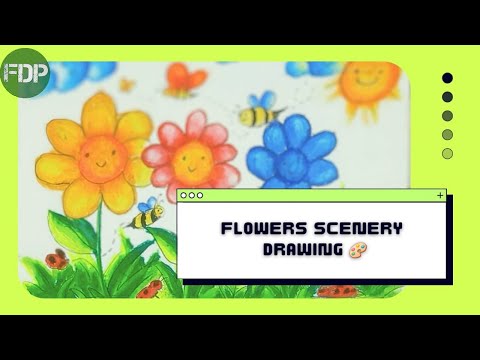 Beautiful Nature Flower Garden Scenery Drawing