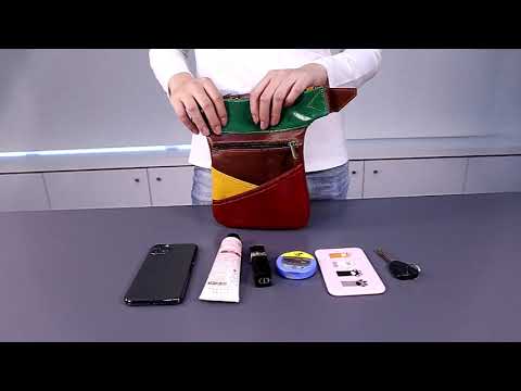 全羊皮拼接兩用輕巧腰包/斜揹包