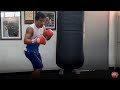 Watch Manny Pacquiao kill the heavy bag with 10 punch combos ahead of Mayweather fight