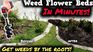 Easy way to REMOVE WEEDS AND THE ROOTS at one time! GREAT FOR GARDENS and FLOWER BEDS