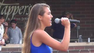 Brooke singing the National Anthem at Jimmy Johns of Utica's baseball field 7-15-16