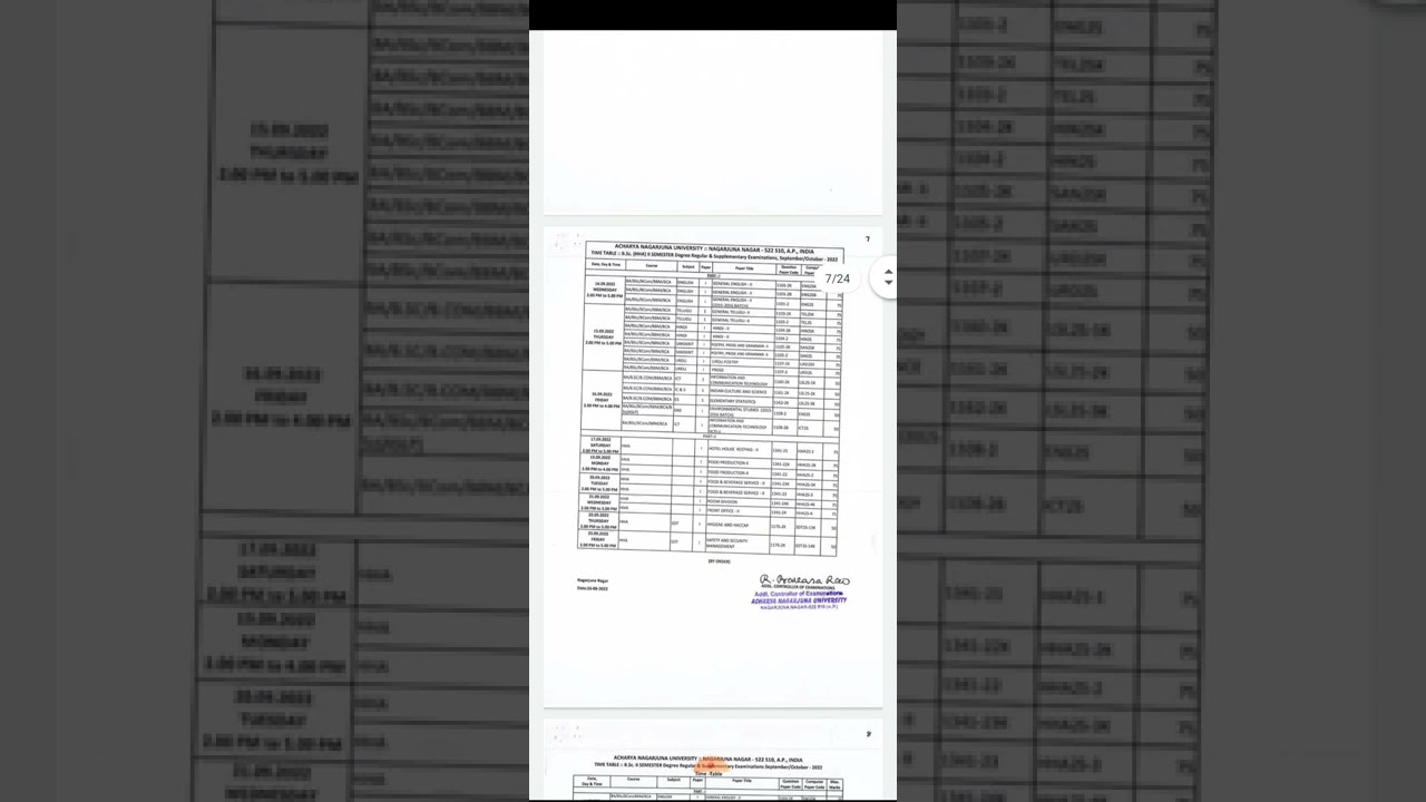 Degree First year Semester -2 Time table. PDF file in Description