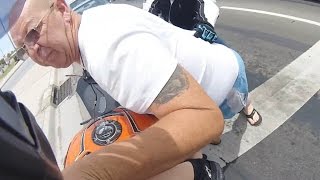 Road Rage Against Motoryclist Turns Physical