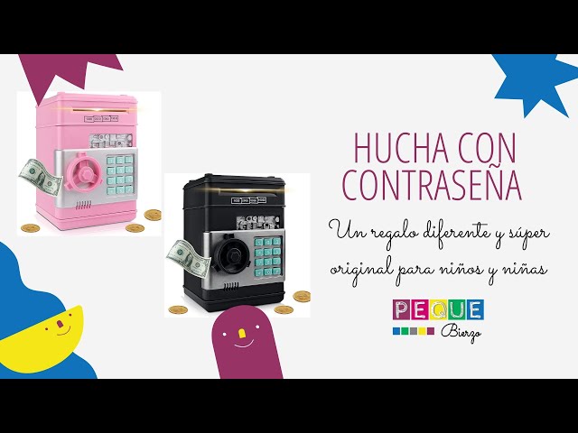 Vídeo relacionado con Hucha Infantil Niños, Alcancía con Huellas Dactilares y Bloqueo de Contraseña, Mini Caja Fuerte Electrónica para Cajero Automático Bancos, Juguete de Regalo de Cumpleaños (Rosa)