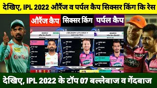 IPL 2022 देखिए, Orange Cap व‌ Purple Cap और Sixer king कि रेस के टॉप 07 खिलाड़ी,