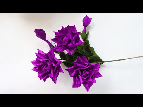 Gardenia Paper Flower Tutorial/ How To Make Gardenia Flower From Crepe Paper/ Paper Craft