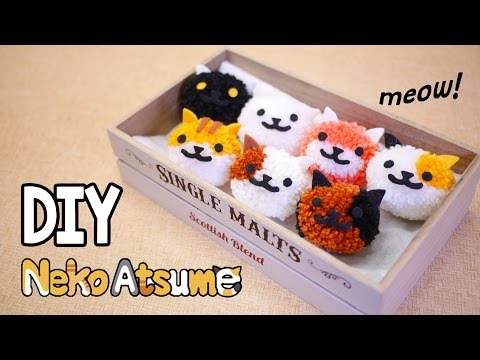 EASY Fluffy Neko Atsume Pom Pom Tutorial - Fun & Cheap DIY (Free Pom Pom Maker Template)
