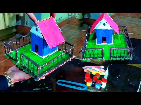 How To Make Color Full Popsicle Stick House - Mini House  || Zaid art & Craft