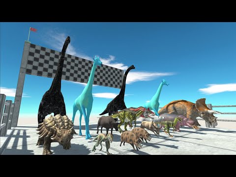 CHAMPIONS SPEED RACE MANY ANIMALS VS DINOSAURS GO TO ISLAND - Animal Revolt Battle Simulator