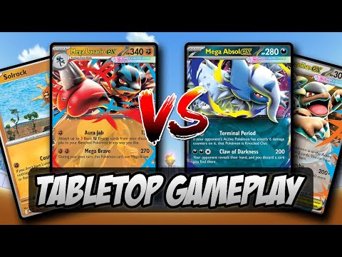 Mega Lucario Ex Vs Mega Absol Ex | Pokémon Tabletop Gameplay