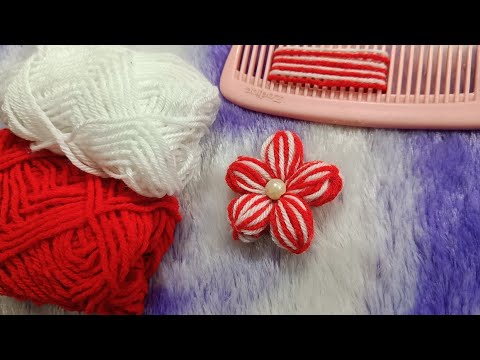 It's so Beautiful💖⭐Superb Woolen Flower making trick with fork | How to make A Crochet Flower #DIY