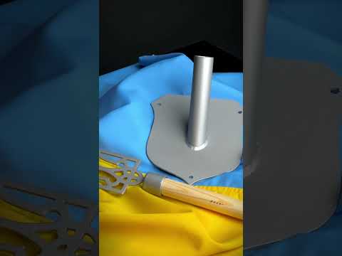 Флаг Украины на дом с держателем Щит готовый комплект 1,6 м, серый - фото 1 - id-p1856473186