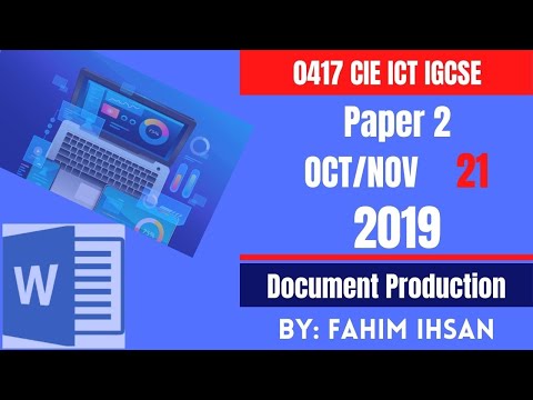 IGCSE ICT 0417/P21/2019 October - November Document production