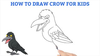 How to Draw Crow for Kids - Step by Step Tutorial | Mady Arts