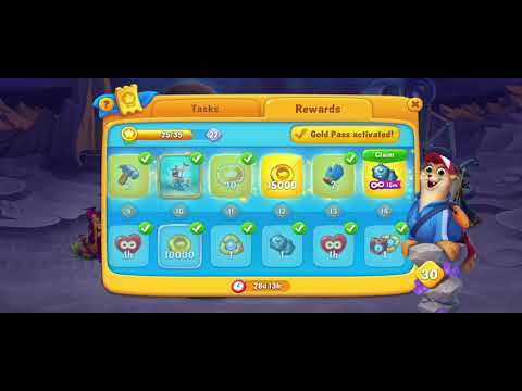 Fishdom Gold Pass Win Strikes Level 335 - 341, Using in 15 minutes of FREE Bomb & FREE Lightning #02