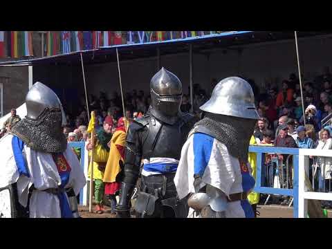 UKRAINE v FINLAND in 5 v 5 teams Medieval Armoured Knights heats during IMCF 2018 in Scotland