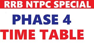 RRB NTPC Phase 4 Time table