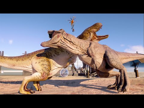 2x T-REX vs 2x ACROCANTHOSAURUS (DINOSAURS BATTLE) - Jurassic World Evolution 2