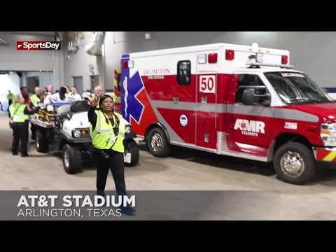 Allen Hurns leaves AT&amp;T Stadium in an ambulance following gruesome leg injury vs. Seattle