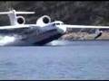 Seaplanes pick up water 