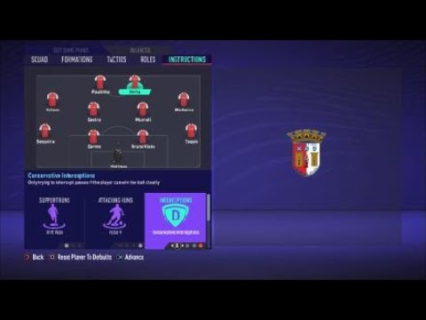 FIFA 21 Custom Tactics - Recreate 4-4-2 of Braga  + Instructions - Replicate real system's