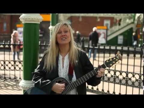 Belinda Carlisle wannabe Elaine Rennie busks in Newcastle city