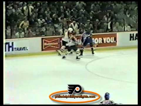 Feb 9, 1984 Jaroslav Pouzar Buried by Randy Holt Edmonton Oilers vs Philadelphia Flyers