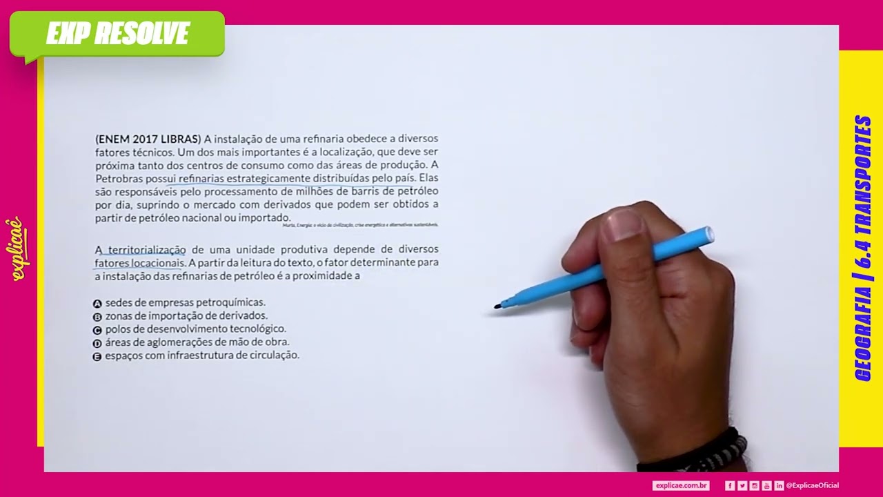 A INSTALAÇÃO DE UMA REFINARIA OBEDECE A DIVERSOS FATORES TÉCNICOS. UM DOS (...) | TRANSPORTES