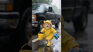 小橘の大きな節約術💰雨の日はセルフ洗車 #cat #猫動画