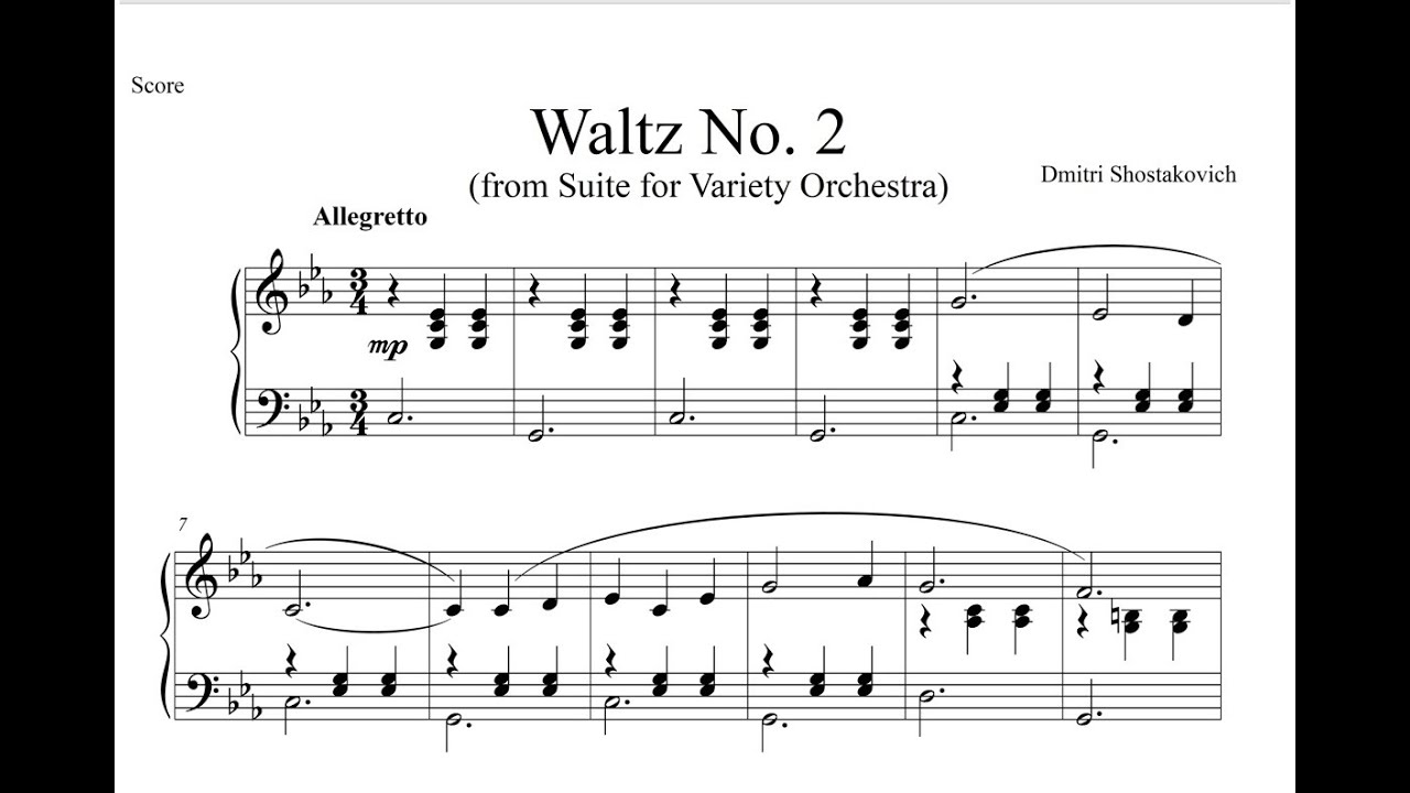 Waltz No. 2 Dmitri Shostakovich - Piano with Sheet. 