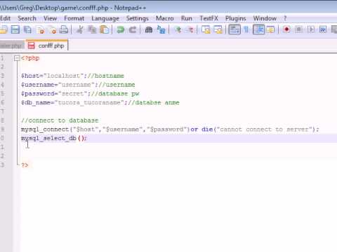 PHP Tutorial 28 Creating Connection and Tables for Game