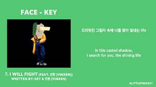 KEY - 7. I Will Fight (feat. 빈첸 (VINXEN)) 가사/Lyrics (한글/English Translations)