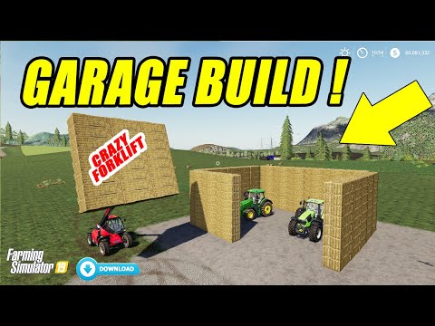 How to Build a Garage From Bales? Amazing Forklifts Mod!! Farming Simulator 19 Video
