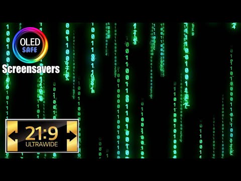 21:9 Ultrawide Matrix Screensaver Rain Code - 10 Hours - 60FPS - 4K - OLED Safe