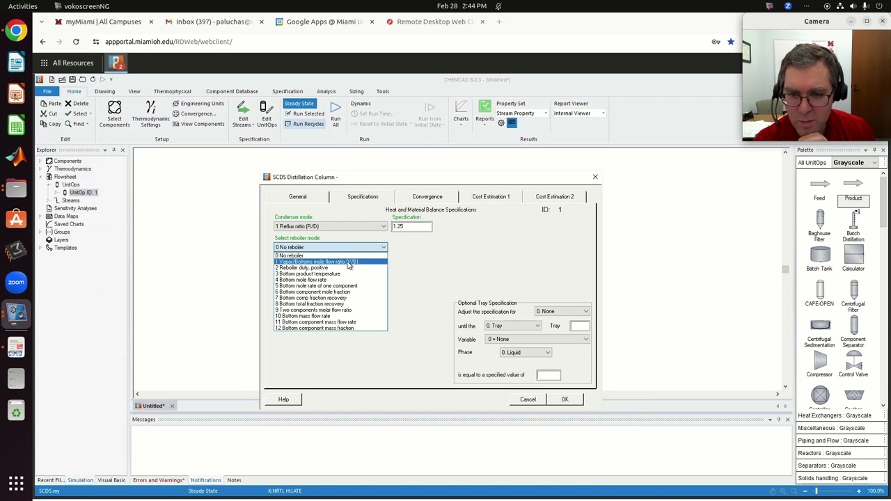 Basic Continuous Column Distillation with CHEMCAD