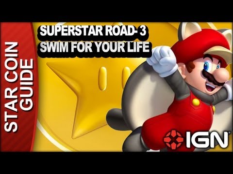 New Super Mario Bros. U 3 Star Coin Walkthrough - Superstar Road-3: Swim for Your Life