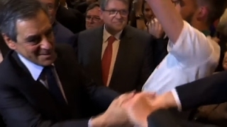 Raw: Flour Hits French Presidential Candidate