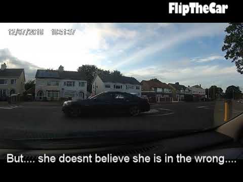 Dashcam - Eastham village #Arsehole_driver Mini roundabout near miss