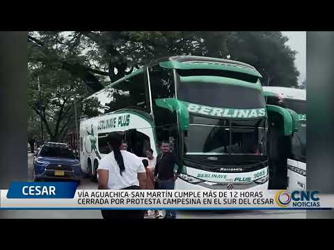 VÍA AGUACHICA SAN MARTÍN CUMPLE MÁS DE 12 HORAS CERRADA POR PROTESTA CAMPESINA EN EL SUR DEL CESAR