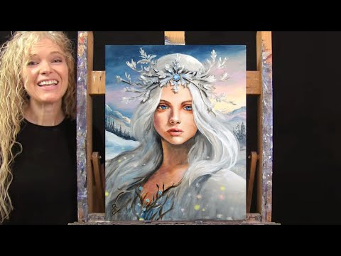 Learn How to Draw and Paint with Acrylics MOTHER NATURE WINTER-Beginner Acrylic Painting Tutorial