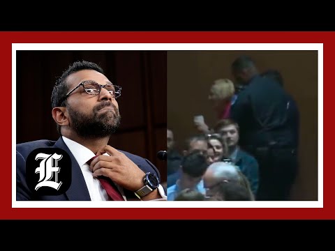 Protester disrupts Kash Patel's hearing calling for an end to Israel funding
