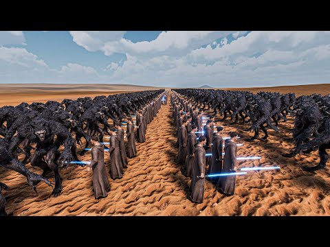 10 LINES OF LASER KNIGHTS vs WEREWOLVES - Ultimate Epic Battle Simulator 2 UEBS 2