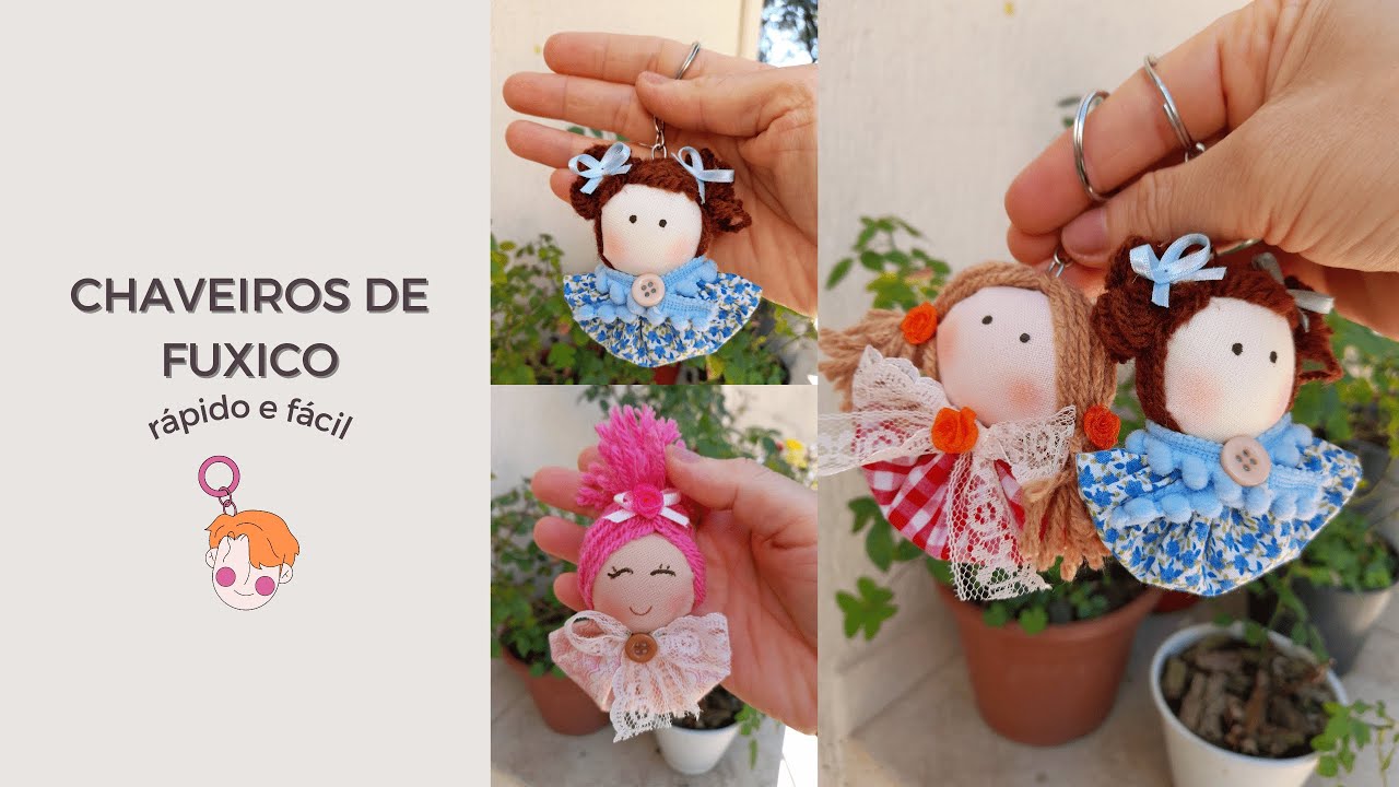 Aprenda a fazer um lindo chaveiro de boneca fuxico!!!