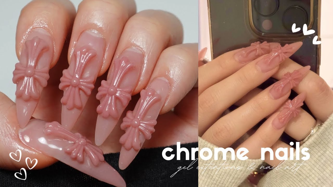 【セルフネイル】超流行りのビッグクロムネイルやってみた⋆♱✮♱⋆／長さだし／ネイルasmr