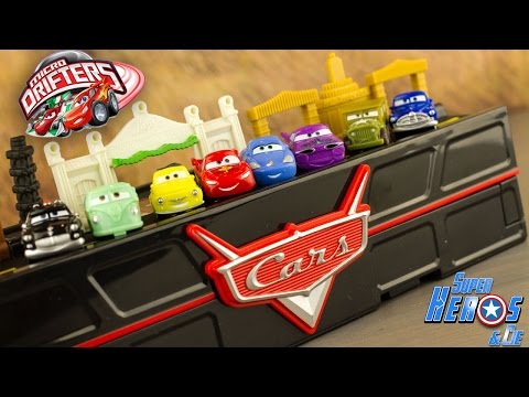 Disney Cars Micro Drifters Boite Rangement Radiator Springs Flash McQueen Jouet Toy Review Kids Video