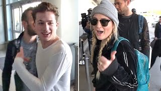 Meghan Trainor Reveals Charlie Puth Is A&#39;Very Good&#39; Kisser Catching Flight Together At LAX