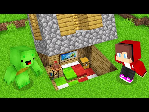 Mikey and JJ Found a Secret Base Under the House in Minecraft (Maizen)